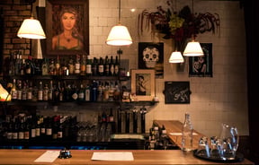 Alcohol in a shelf inside.