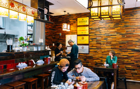 Busy lunchtime at Garden Place Noodle Bar, Hamilton.