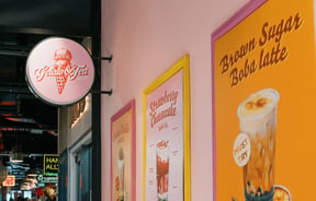 Posters and signage at Gelato & Tea in Christchurch
