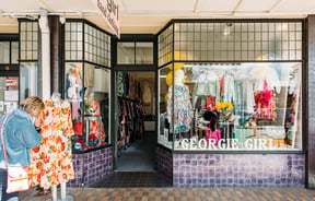 The retro entrance to Georgie Girl in Palmerston North.
