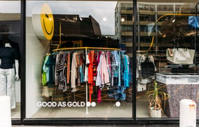A colourful window display at Good as Gold in Wellington.