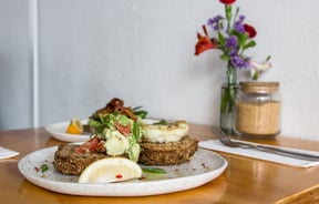 Toast on a wooden table.