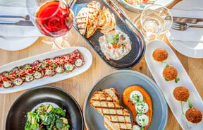 Flat lay image of plates of food at Gothenburg.