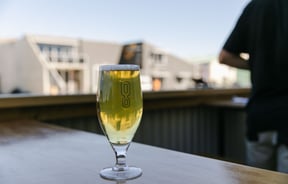 Glass of beer on the table.