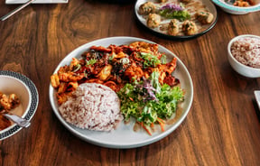 Array of food on the table at Han River.