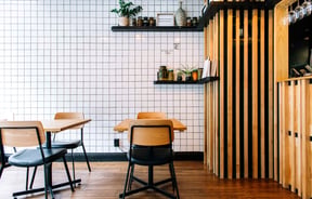 Seating inside the restaurant.