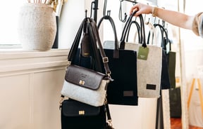 Bags hanging up at Honest Wolf in Rangitikei.