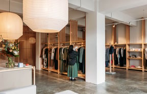 Wide view of the clothing store of Kowtow.