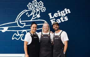 Team outside at Leigh Eats.