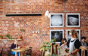 Red brick walls inside.