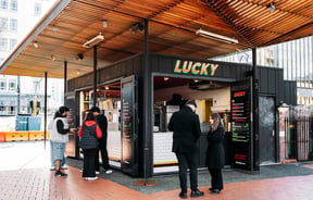 Corner view of LUCKY.