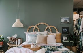 A bed made of linens and cushions at Matilda and The Metalman, Fairlie.
