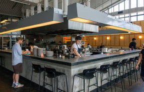 Open kitchen at Ozone Coffee.