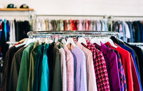 A colourful array of jumpers at Recycle Boutique, Hamilton.