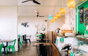 The inside of the restaurant.