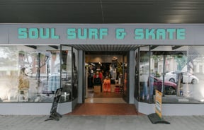 A view of the entrance to the shop from the footpath.