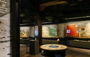 Wide angle of Te Ana Maori Rock Art Centre, Timaru.