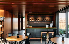 The wine tasting counter at Te Kano Bannockburn Central Otago.