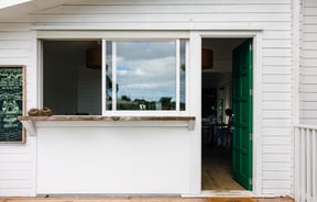 Window and front door at The Farmers Daughter.