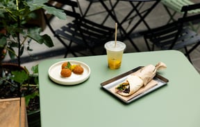 A close up of Lebanese food on a table.