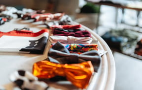 Close up of bow ties.