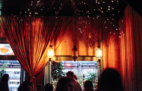 Curtains in the restaurant.