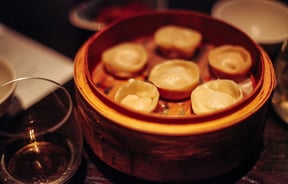 Dumplings on a table.