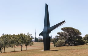 A large public art sculpture on a hill in Parnell Auckland.