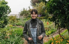 Danijela in a vegetable garden.