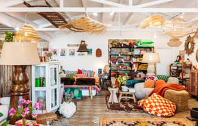 The interior of a brightly decorated store.