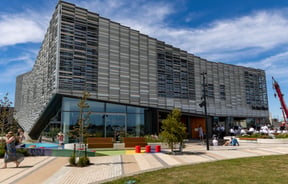 The exterior of the Rolleston library on a sunny day.