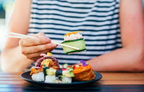 A plate of sushi.