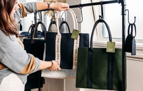 A close up of bags hanging at Honest Wolf in Rangitikei.