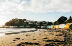 The sunny beach at Titahi Bay in Porirua Wellington.