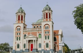 An old building in Timaru on a sunny day.