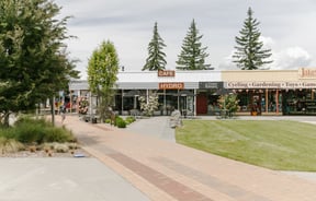The Twizel shops on an overcast day.