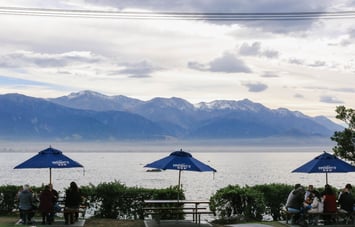 Outdoor seating area at The Pier Hotel.