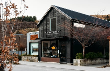 The black exterior of Folklore Fine Goods Clyde Central Otago.