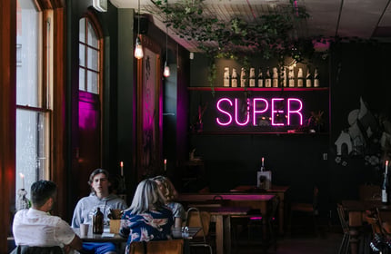 Inside the SUPER restaurant.
