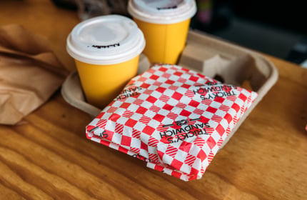 Sandwich and coffee takeaway order