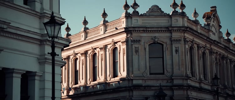 Close up of a heritage building in Oamaru.