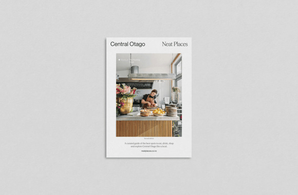 A picture of the front cover of the second edition Neat Places Central Otago pocket guide with Packing Shed on the front.