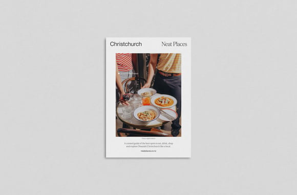 A photo of the front cover of the new Neat Places Christchurch pocket guide.