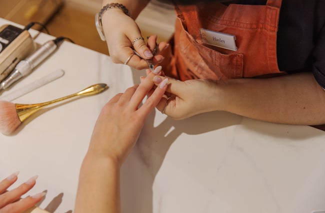 Close up of a manicure in progress at 1999 House of Nails - Manchester Street.