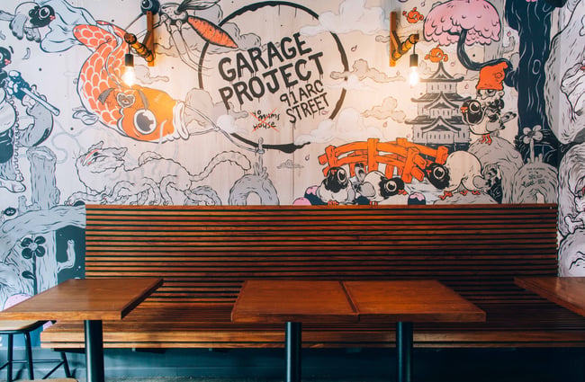 Seating inside the bar.