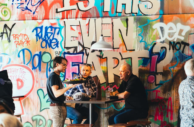 Graffiti on walls at Abandoned Taproom in Petone.