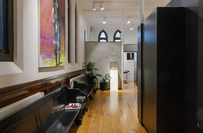 Waiting area at Absolution Tattoo and Body Piercing studio in Christchurch.