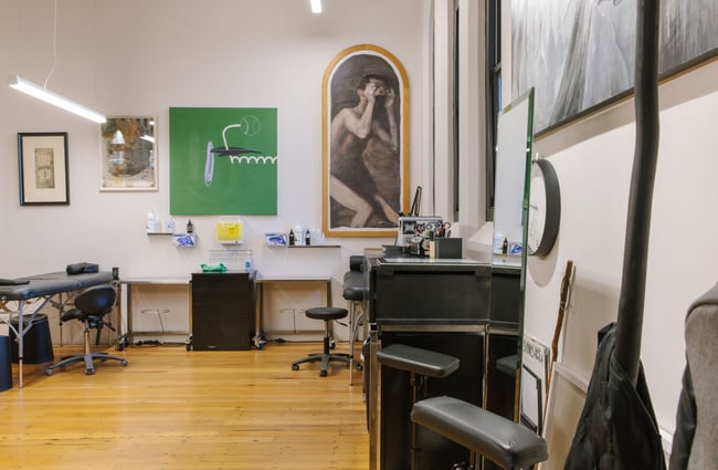 Tattoo area at Absolution Tattoo and Body Piercing studio in Christchurch.