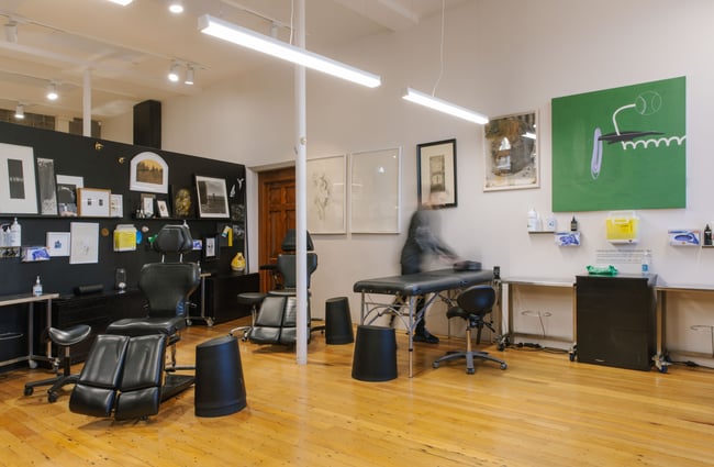 Tattoo area at Absolution Tattoo and Body Piercing studio in Christchurch.