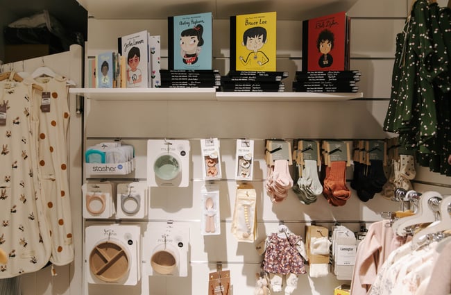 Area with baby products for sale.
